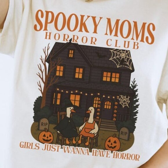 Spooky Moms Horror Club Tee, Funny Halloween Mom Shirt - Picture 2 of 3